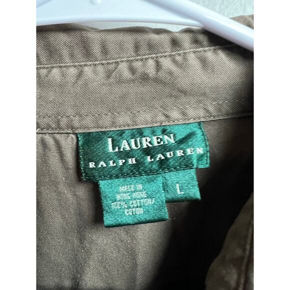 Lauren Ralph Lauren Vintage Button Up Shirt Women's Large Khaki Cotton - Picture 4 of 7
